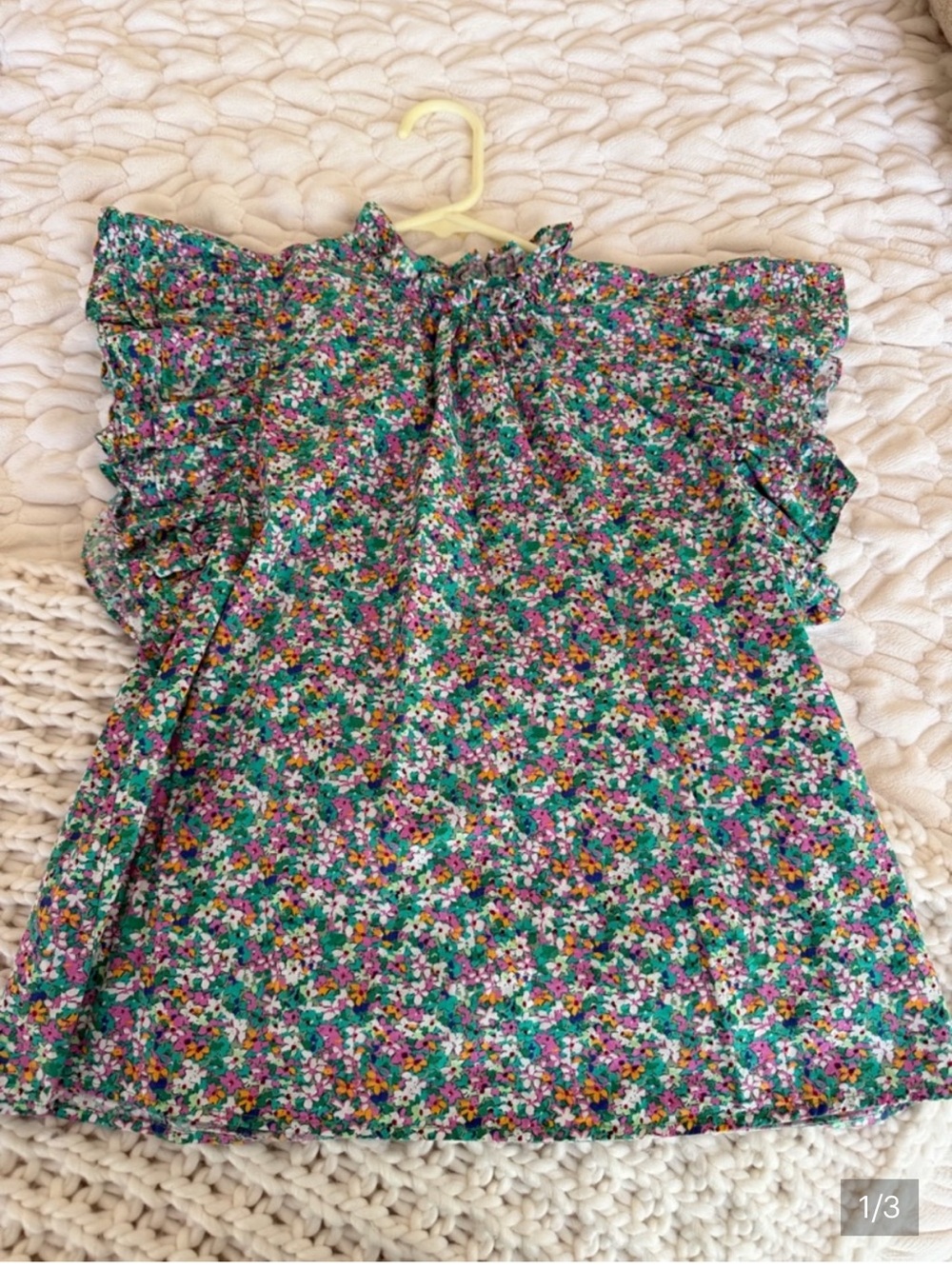 THML Mint Green Floral Ruffle Blouse